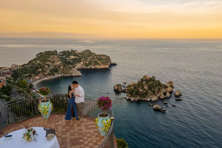 sunset proposal in taormina