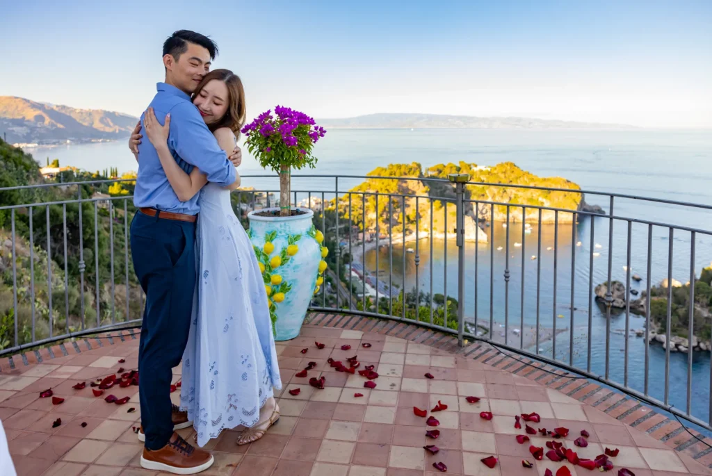 best romantic proposal Taormina sea view Sicily Grand Hotel San Pietro