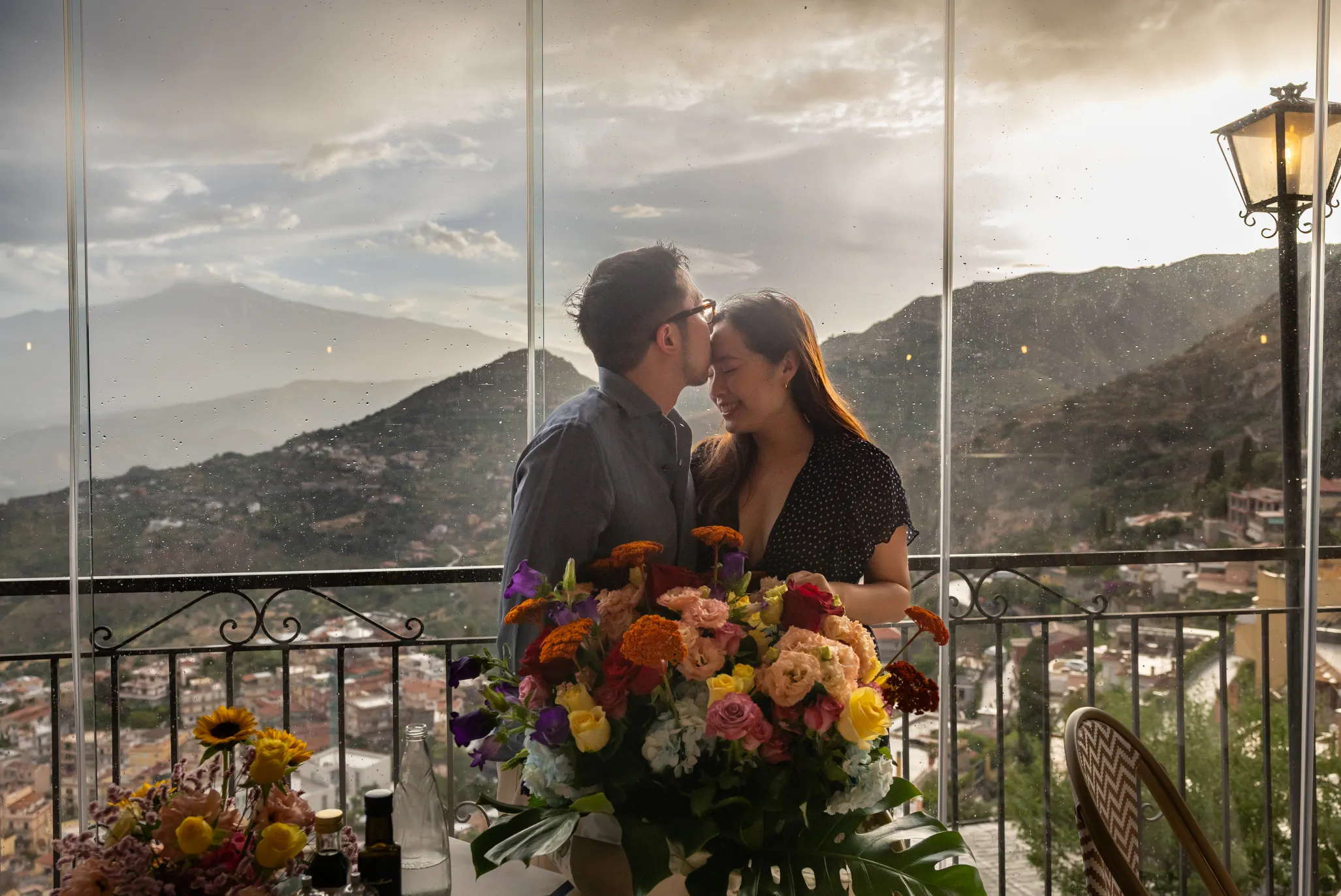 couple engagement Taormina Etna view Al Saraceno proposal photographer