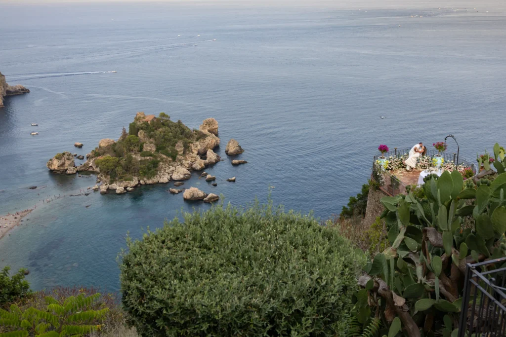 Panoramic view of Isola Bella and the Grand Hotel San Pietro, Taormina
