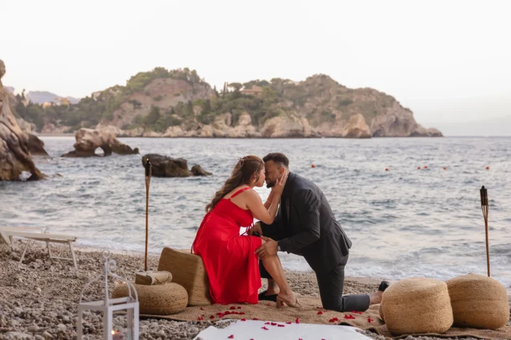 private beach proposal in taormina