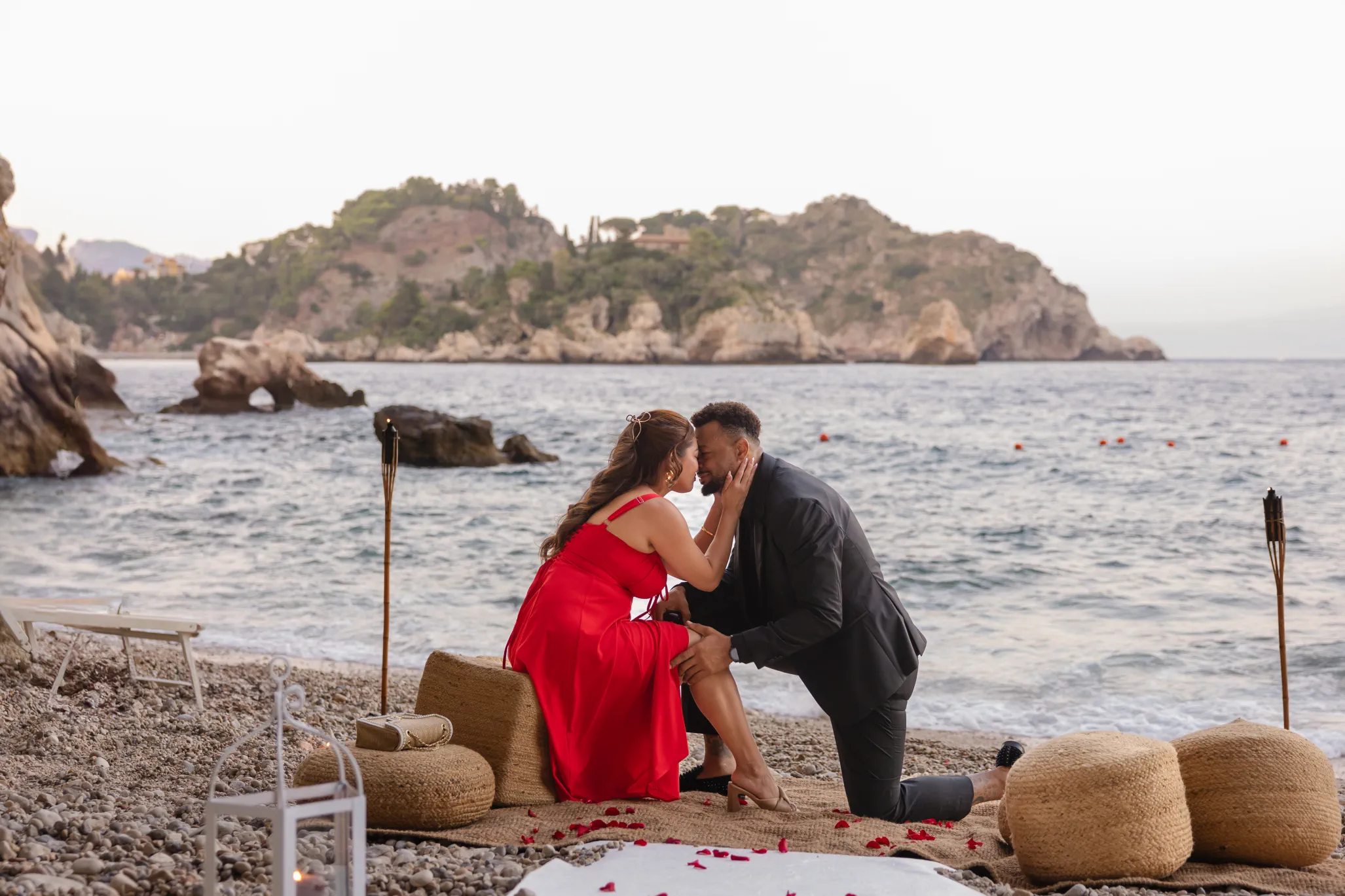 private beach proposal in taormina