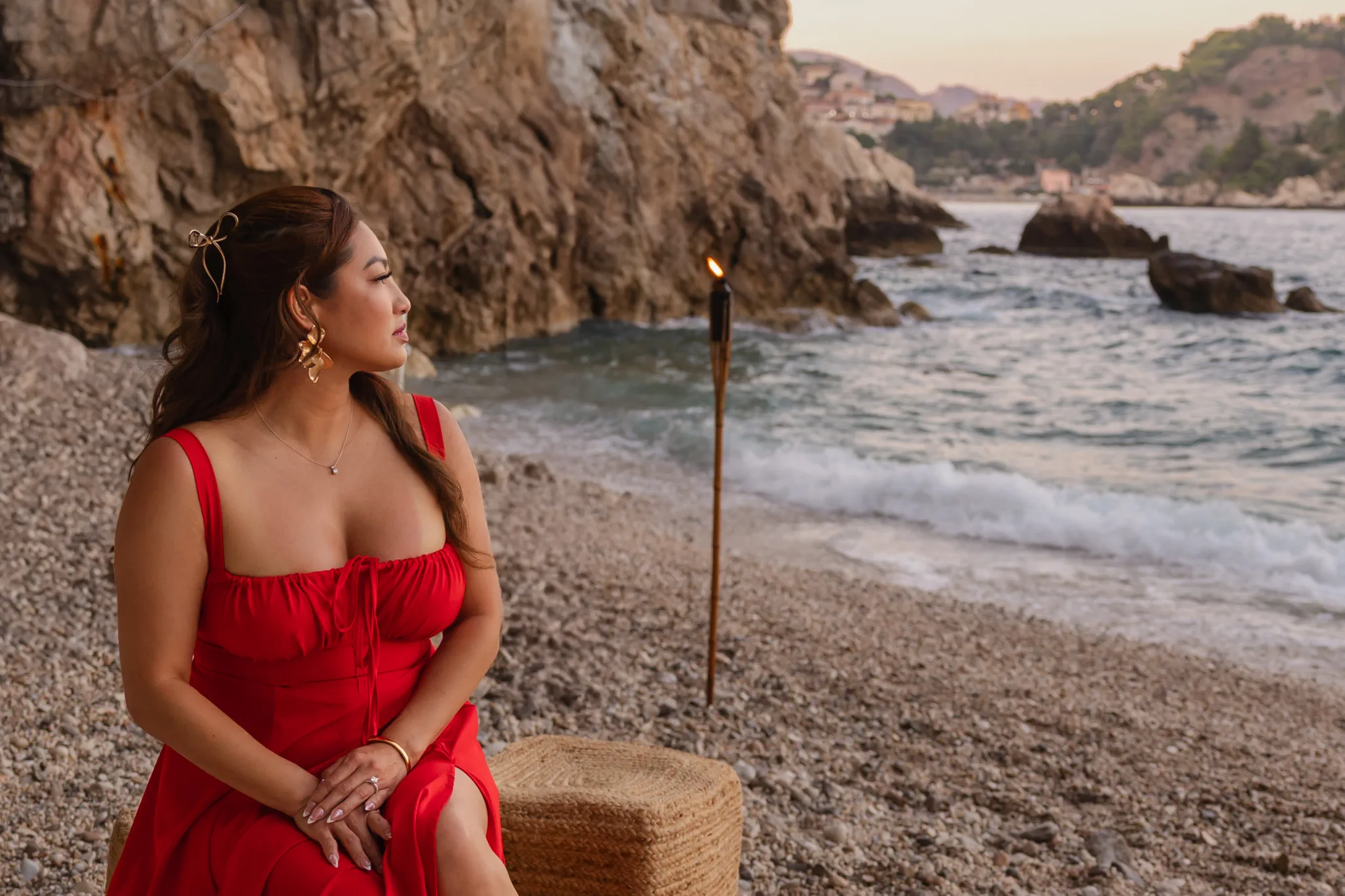 bride-to-be portrait after proposal at Capotaormina
